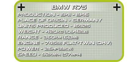 Moto sidecar BMW R75 1942 Afrika Korps - COBI-2397
