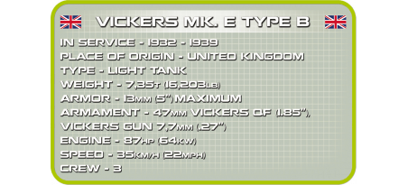 Char britannique VICKERS MK.E TYPE B - COBI-2520