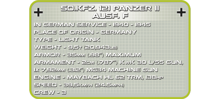 Char léger allemand SD.Kfz. 121 Panzer II Ausf. F Afrika Korps - COBI-2527