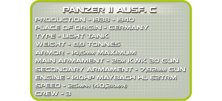 Char léger allemand PANZER II AUSF. C - COBI-2459