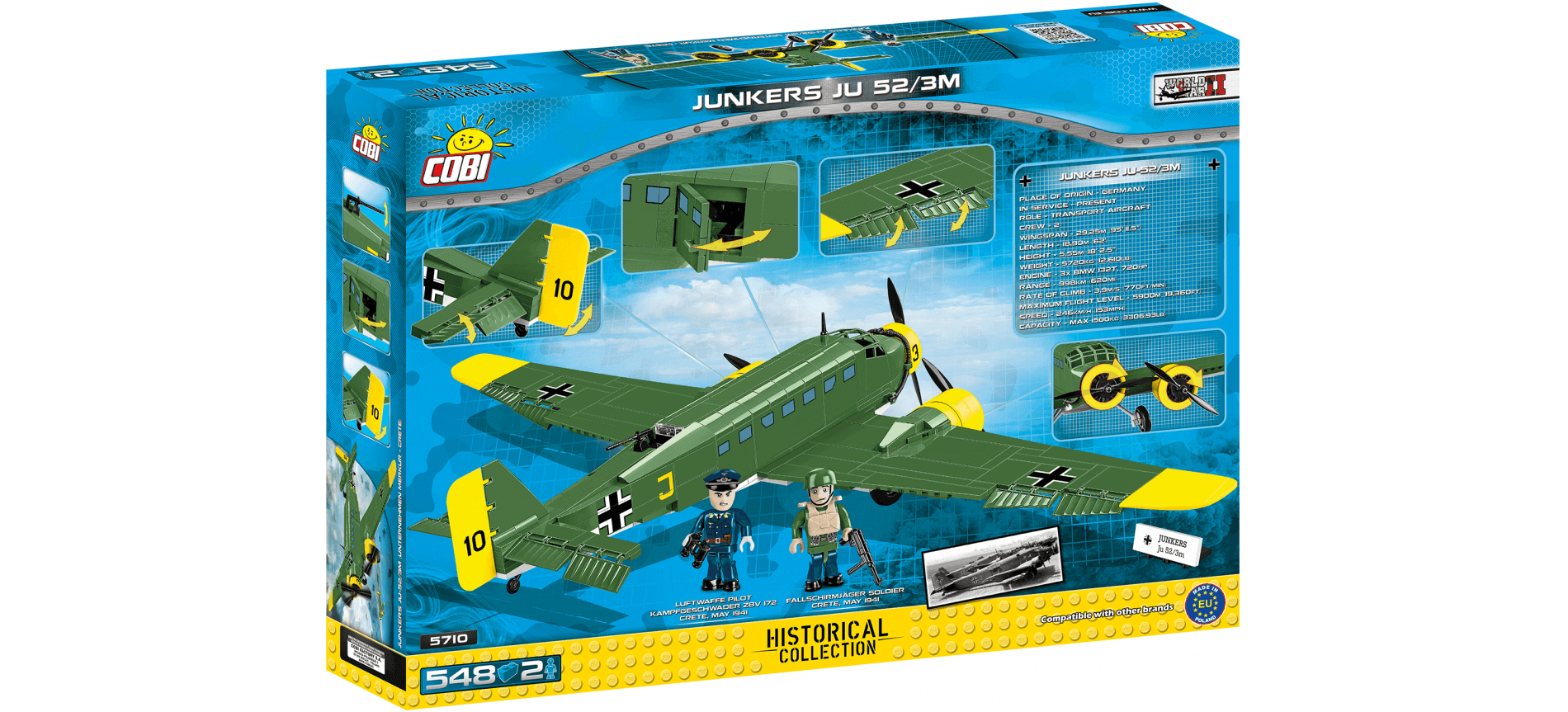 Cobi 5711 Avion de ligne suisse Junkers Ju.52/3m - Briques Blindées