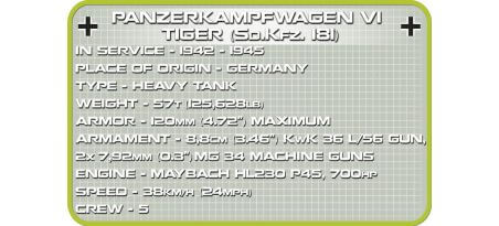 Char allemand Panzer VI Tigre 1:48 - COBI-2703