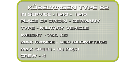 Voiture allemande Kübelwagen type 82 - COBI-2339