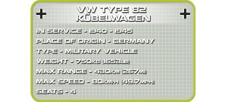 Voiture allemande VW Kübelwagen type 82 Afrika Korps - COBI-2402
