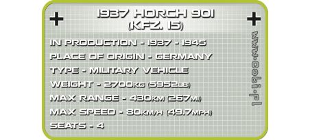1937 HORCH 901 Kfz.15 Limited Edition - COBI-2255