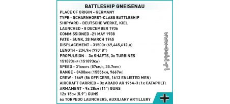 Battleship Gneisenau -Limited edition - COBI-4834