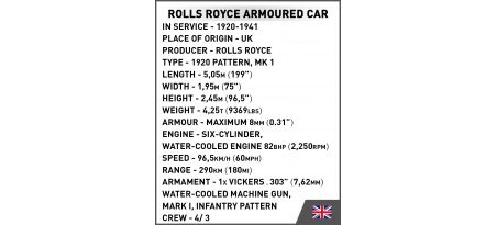 Voiture blindée Rolls-Royce modèle 1920 Mk I - COBI-2988