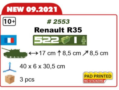 Renault Tank R35-540 pièces 1 Figurine Cobi 